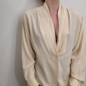 Creamy draped silk blouse